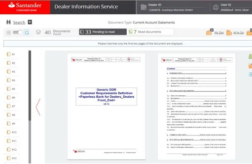 Interfaz de Paperless Dealers
