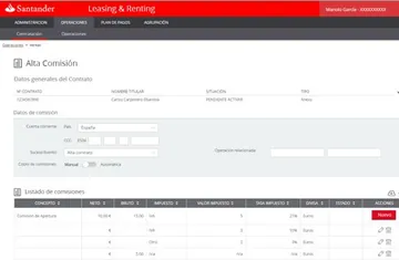 Interfaz de Leasing and Renting Oficina